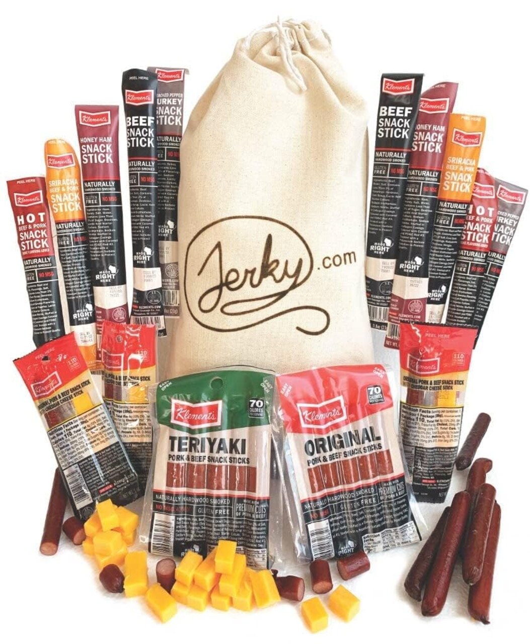 Gift Basket for Men - 26pc Variety Pack of Beef, Pork, Turkey, & Ham Snack Sticks - High Protein Healthy Snack - Unique Gift for Men